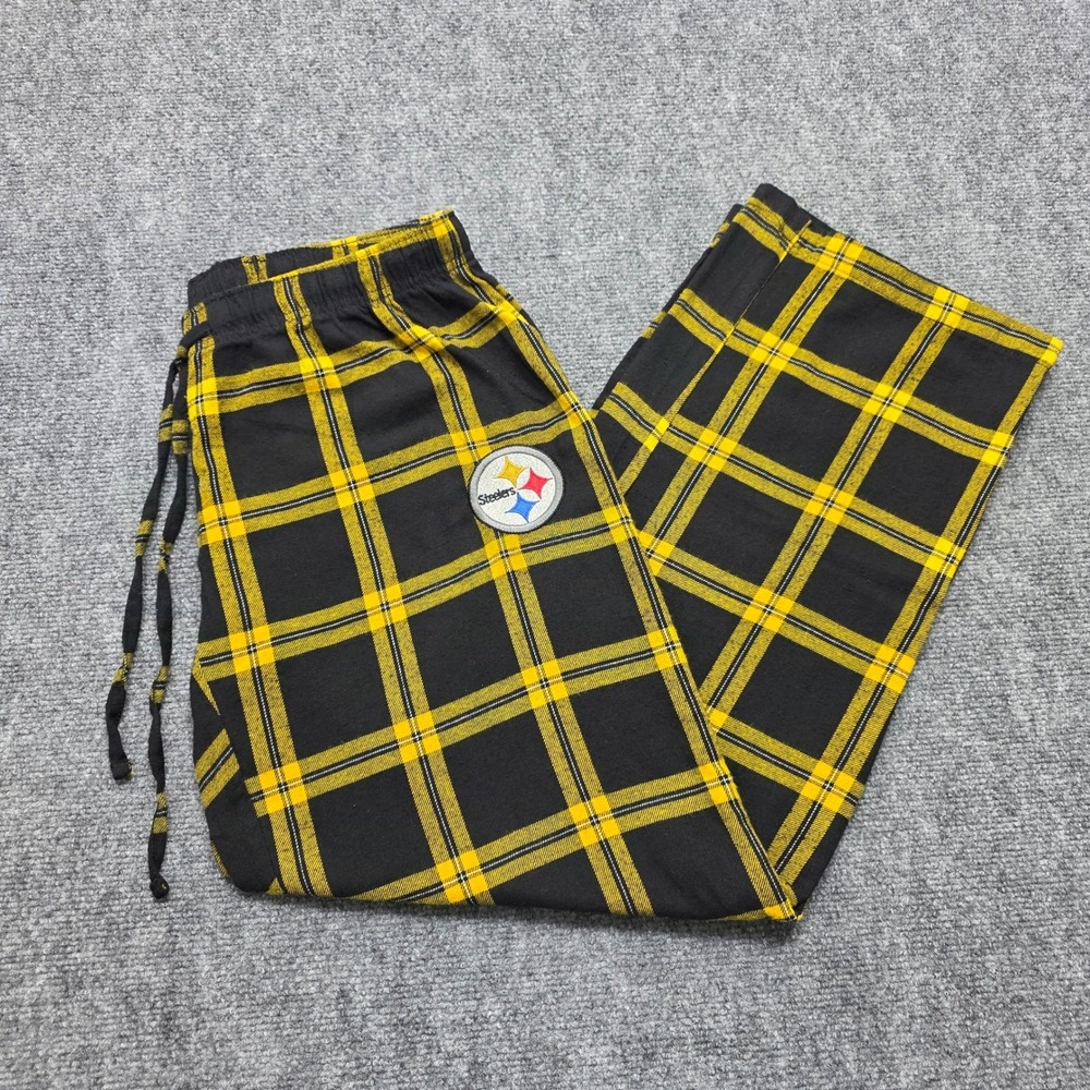NFL Team Apparel Pittsburgh Steelers Plaid Pajama Pants Women's Large Black - Picture 1 of 10